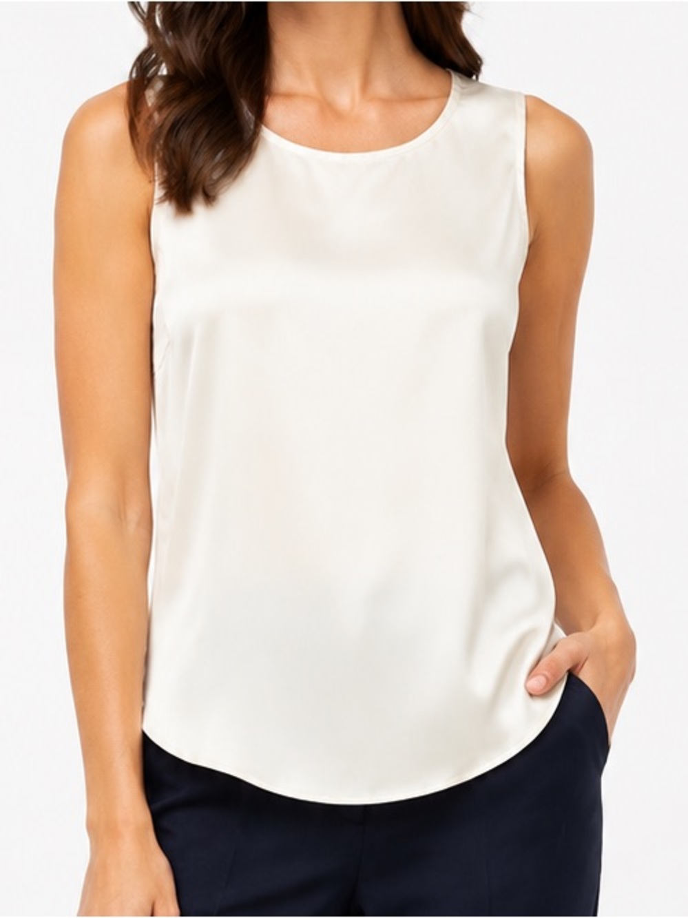 VERONICA BEARD Sabrina Stretch Silk Tank Top Ivory Size 12 Sleeveless Luxury